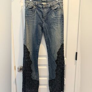 Allen B. By Allen Schwartz Blue Jeans with Black Lace Accents